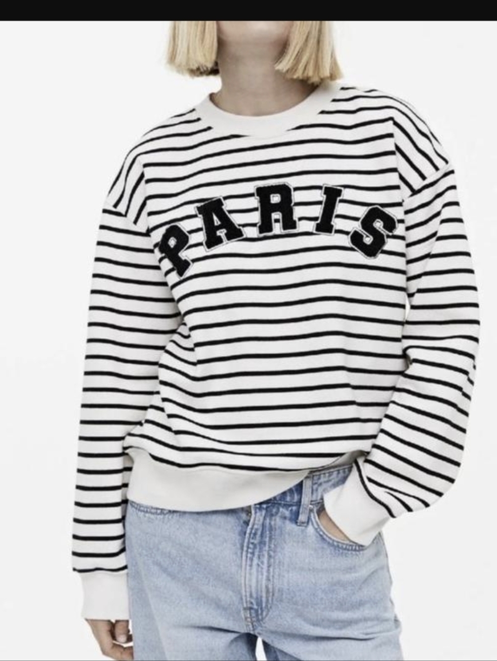 C&C California  Womens Paris Black And White Striped Pullover